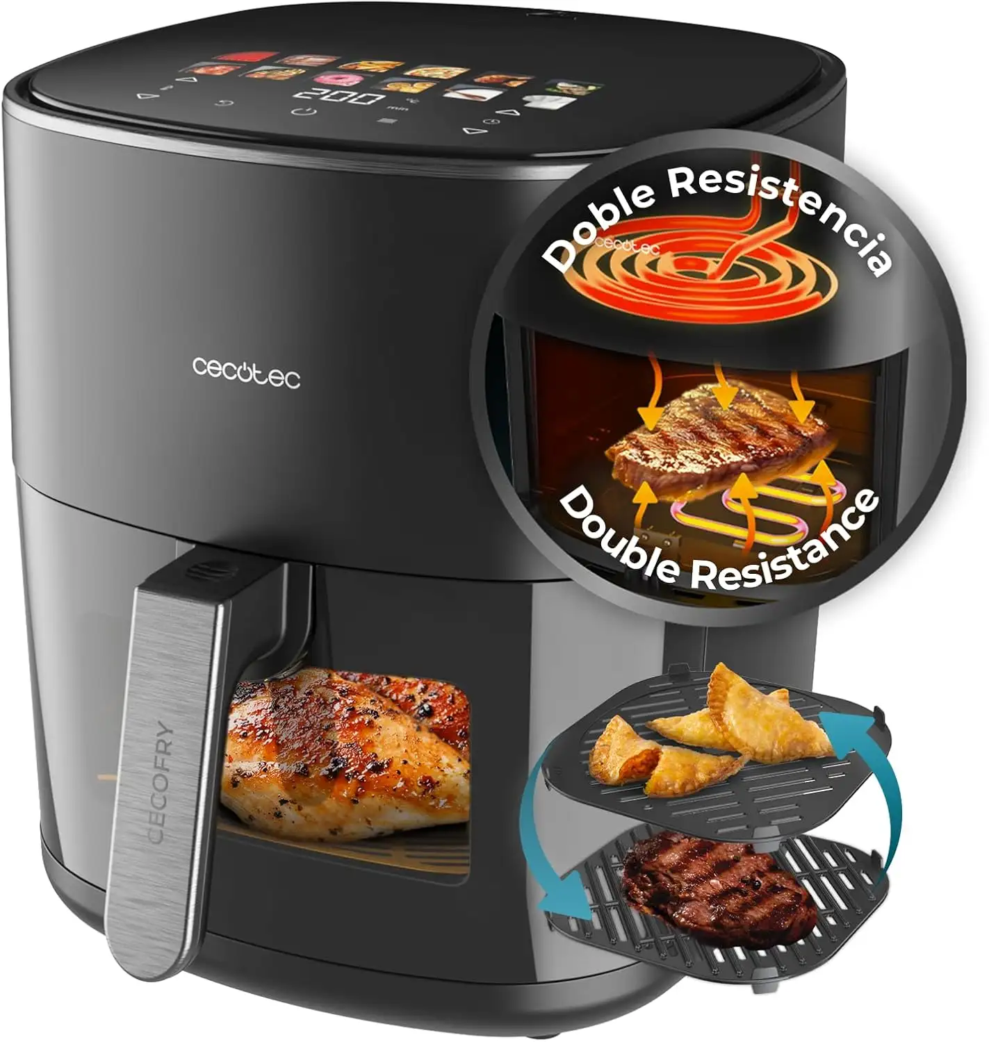 Freidora de Aire Cecotec Cecofry&Grill Duoheat 6500 Plus