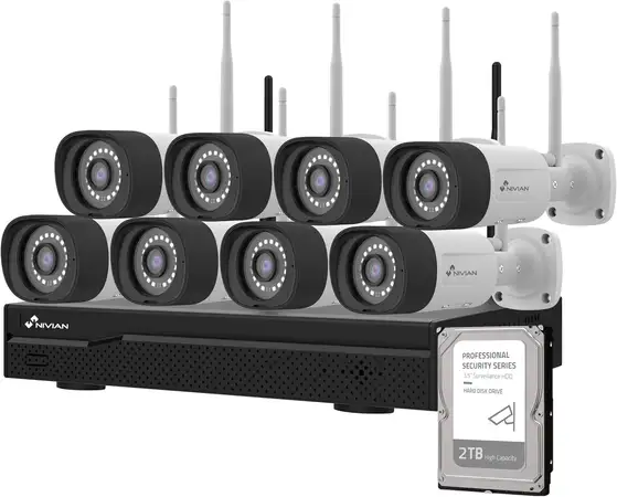 Kit CCTV WiFi Nivian 8 cámaras 2K con NVR 16 canales